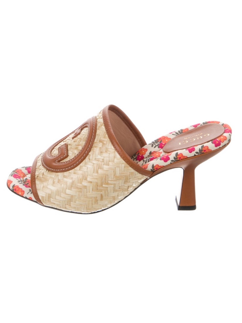GUCCI Mabel Raffia Slide Heels Size 37 LIKE NEW *AUTHENTIC* w/ dust bag